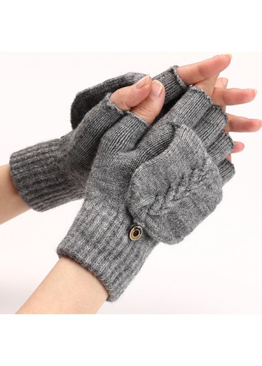 Modlily Dark Grey Wrist Warming Full Finger Gloves - One Size