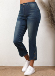 Modlily Denim Blue Button Regular High Waisted Jeans - S