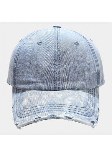 Modlily Denim Blue Hole Hat Baseball Cap - One Size