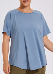 Modlily Dusty Blue Plus Size Short Sleeve T Shirt - XL