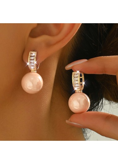 Modlily Dusty Pink Round Design Alloy Earrings - One Size