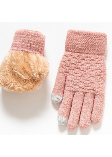 Modlily Dusty Pink Wrist Warming Full Finger Gloves - One Size