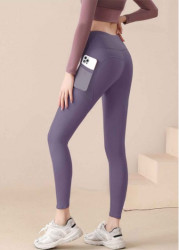 Modlily Dusty Purple High Waisted Ankle Length Elastic Waist Leggings - S