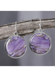 Modlily Dusty Purple Round Alloy Bohemian Earrings - One Size