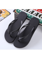 Modlily Flip Flops Black Rubber Toe Post Falt Flip Flops - 42