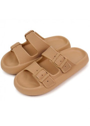 Modlily Flip Flops Open Toe Dark Camel Low Heel Sliders - 36