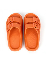 Modlily Flip Flops Open Toe Orange Low Heel Sliders - 36