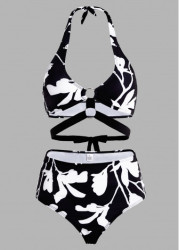 Modlily Floral Print Halter High Waisted Bikini Set - M