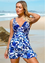 Modlily Floral Print Wide Strap Swimdress and Shorts - S