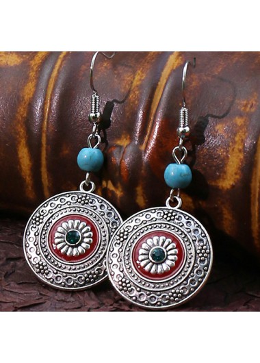 Modlily Geometric Silvery White Round Alloy Earrings - One Size