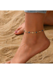 Modlily Gold Alloy Detail Floral Design Anklet - One Size