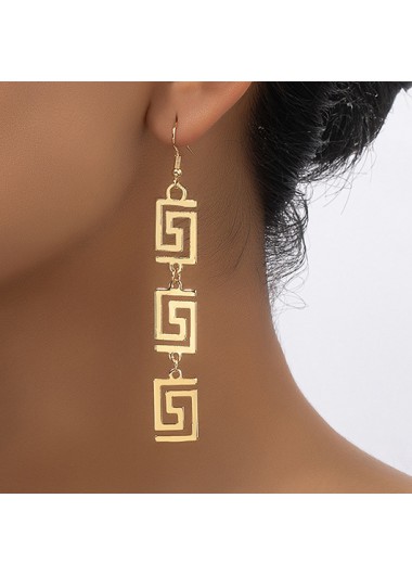 Modlily Gold Alloy Geometric Hollow Design Earrings - One Size