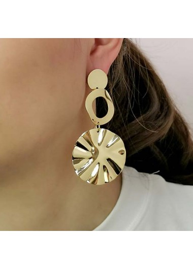 Modlily Gold Alloy Round Cutout Detail Earrings - One Size