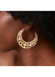 Modlily Gold Cutout Design Moon Alloy Earrings - One Size