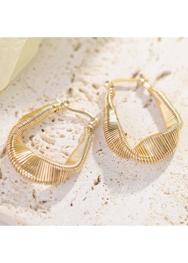 Modlily Gold Geometric Shape Alloy Detail Earrings - One Size