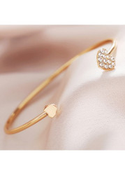 Modlily Gold Heart Design Alloy Rhinestones Bangle - One Size