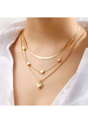 Modlily Gold Heart Shape Alloy Detail Necklace - One Size