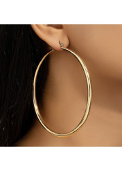 Modlily Gold Large Hoop Design Alloy Earrings - One Size