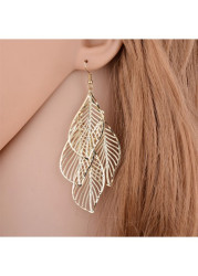 Modlily Gold Leaf Alloy Layered Design Earrings - One Size