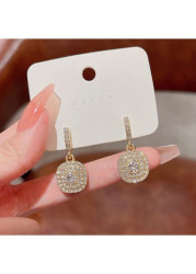 Modlily Gold Rhinestone Design Shinning Circular Earrings - One Size