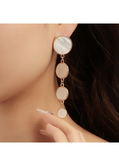 Modlily Gold Round Design Alloy Detail Earrings - One Size