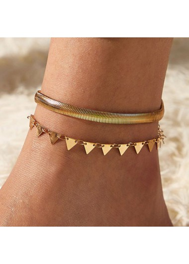 Modlily Gold Triangle Detail Alloy Anklets Set - One Size