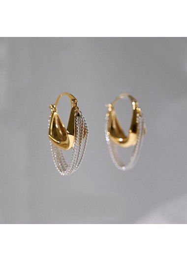 Modlily Golden Alloy Chain Tassel Design Earrings - One Size