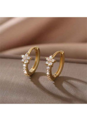 Modlily Golden Alloy Floral Design Plants Earrings - One Size