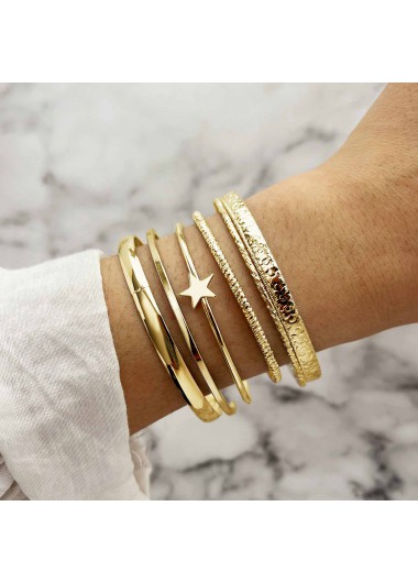 Modlily Golden Alloy Star Design Bracelet Set - One Size