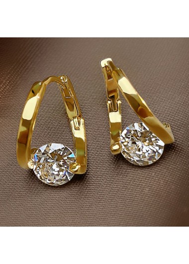 Modlily Golden Copper Detail Artificial Rhinestone Earrings - One Size