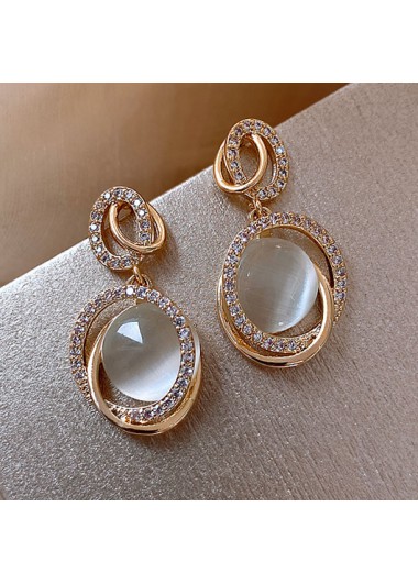 Modlily Golden Geometric Design Alloy Round Earrings - One Size