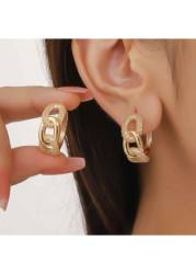 Modlily Golden Geometric Hoop Design Alloy Earrings - One Size