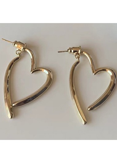 Modlily Golden Heart Design Alloy Detail Earrings - One Size