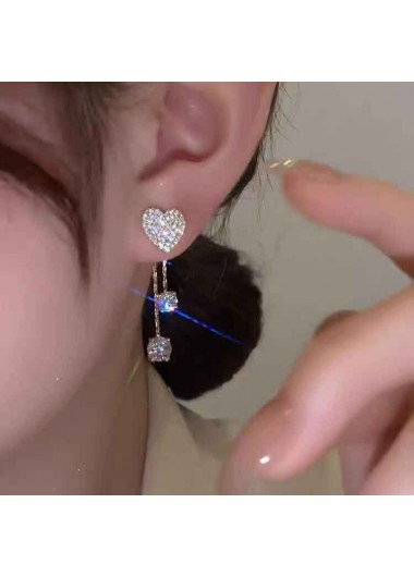 Modlily Golden Heart Design Rhinestones Alloy Earrings - One Size