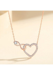 Modlily Golden Heart Design Rhinestones Alloy Necklace - One Size