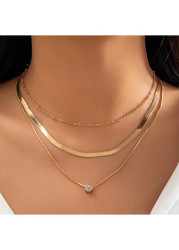 Modlily Golden Metal Geometric Layered Detail Necklace - One Size