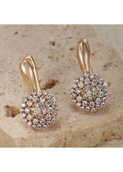 Modlily Golden Round Alloy Rhinestone Design Earrings - One Size