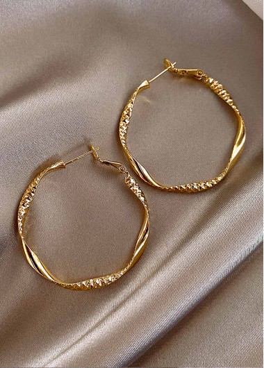 Modlily Golden Round Shape Design Alloy Earrings - One Size