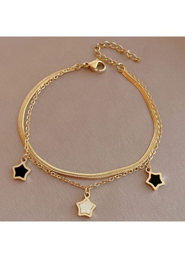 Modlily Golden Star Metal Layered Geometric Bracelet - One Size