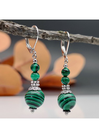 Modlily Green Alloy Retro Round Striped Earrings - One Size