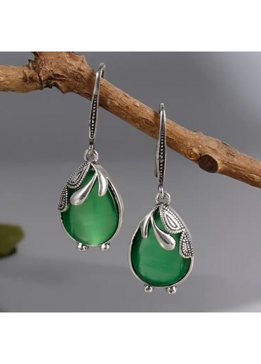 Modlily Green Alloy Teardrop Design Geometric Earrings - One Size