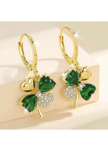 Modlily Green Four Leaf Clover Alloy Earrings - One Size