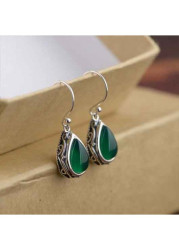 Modlily Green Geometric Teardrop Design Copper Earrings - One Size