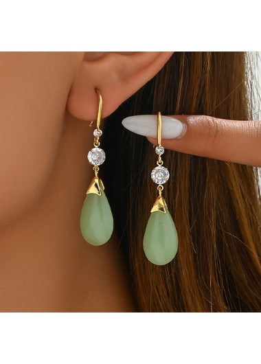 Modlily Green Jade and Copper Detail earrings - One Size