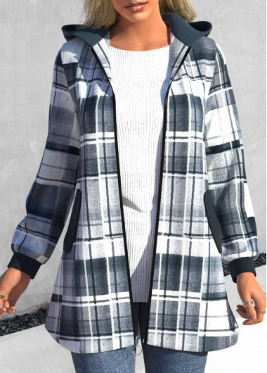 Modlily Grey Geometric Print Coat - S