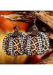 Modlily Halloween Faux Leather Orange Pumpkin Earrings - One Size