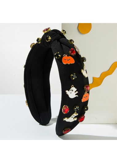 Modlily Halloween Ghost Pumpkin Skull Black Alloy Headband - One Size