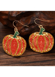 Modlily Halloween Orange Pumpkin Design Alloy Earrings - One Size