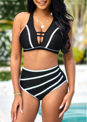 Modlily High Waisted Black Contrast Bikini Set - M