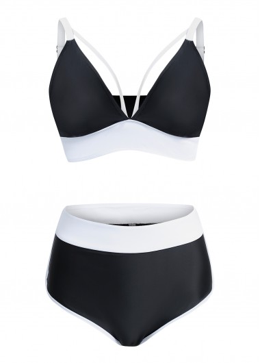 Modlily High Waisted Black Contrast Bikini Set - XXL